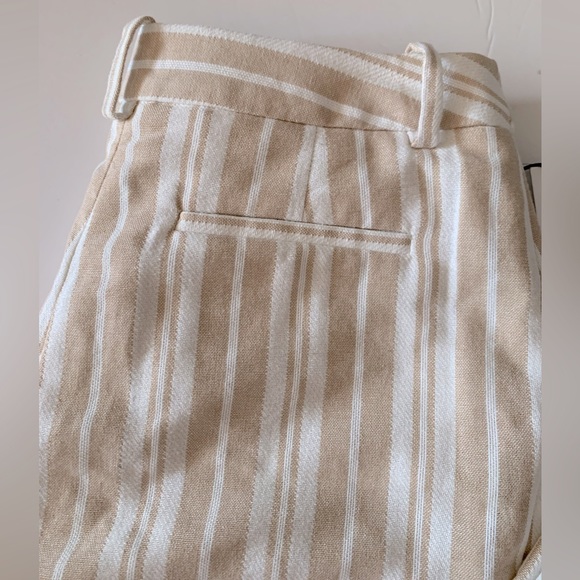 NWT Calvin Klein women pants beige/white Striped high rise straight legs size 6 - Picture 5 of 8